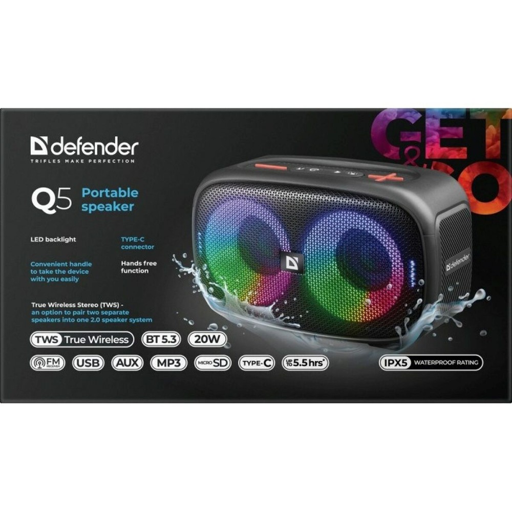 Haut-parleurs bluetooth portables Defender 65305 Noir 20 W