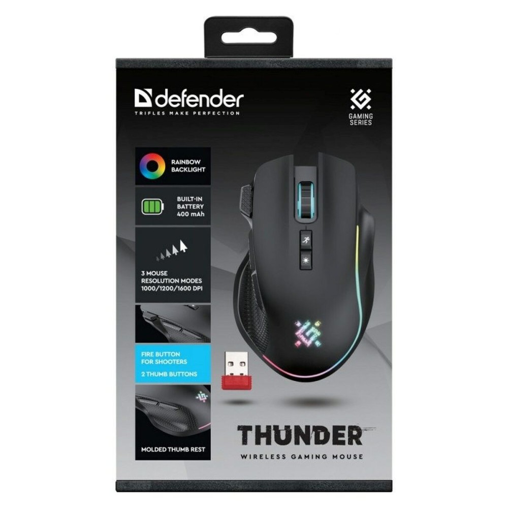 Gaming Maus Defender GM-213 THUNDER Schwarz