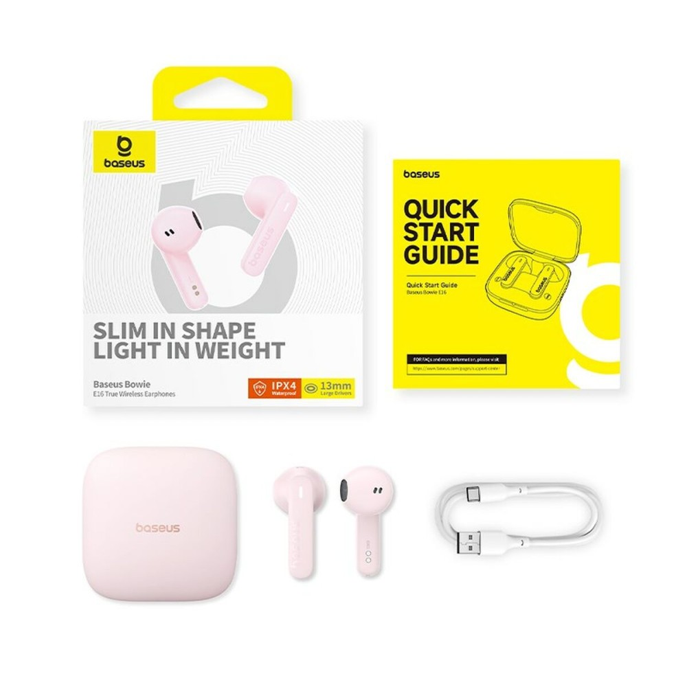 Écouteurs Sans Fil avec Étui de Charge Baseus Bowie E16 Rose