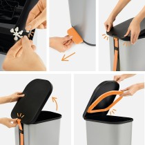 Poubelle Rotho Ribo Silver Argent Plastique 35 L