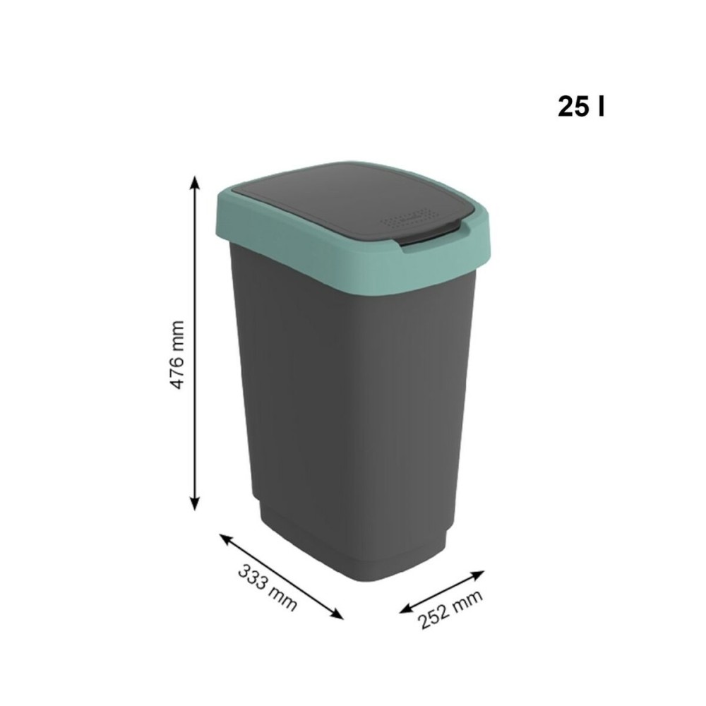 Waste bin Rotho Twist Green Green Plastic 25 L