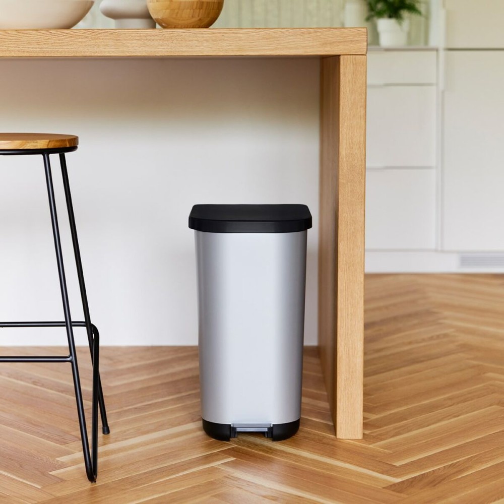 Waste bin Rotho Ribo Silver Silver Plastic 35 L