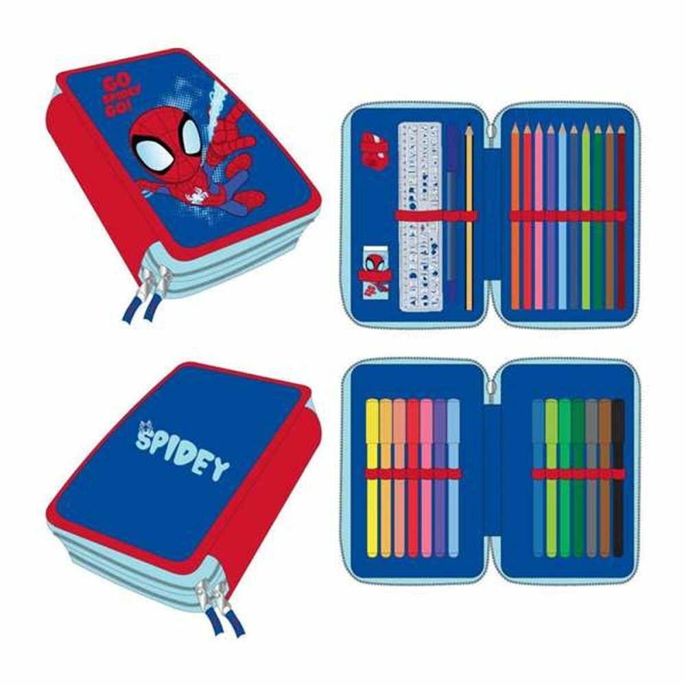 Trousse d'écolier Spidey Bleu 12,5 x 19,5 x 4,5 cm