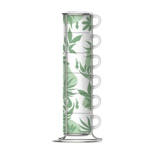 Satz von 6 Kaffeetassen Bialetti 29597 Weiß grün Porzellan 90 ml (6 Stück)