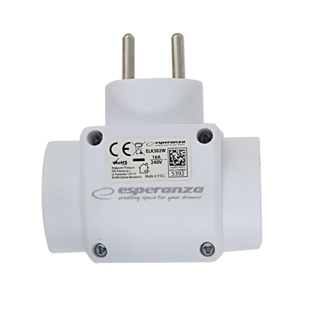 Plug adapter Esperanza ELK302W 3 Plugs