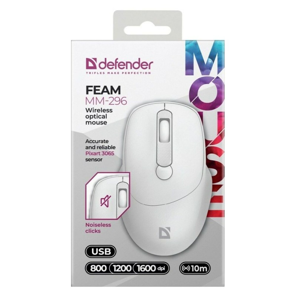 Souris sans-fil Defender MM-296 RF Blanc