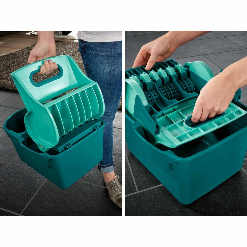 Mop with Bucket Leifheit 55092 Blau Grau Mikrofaser