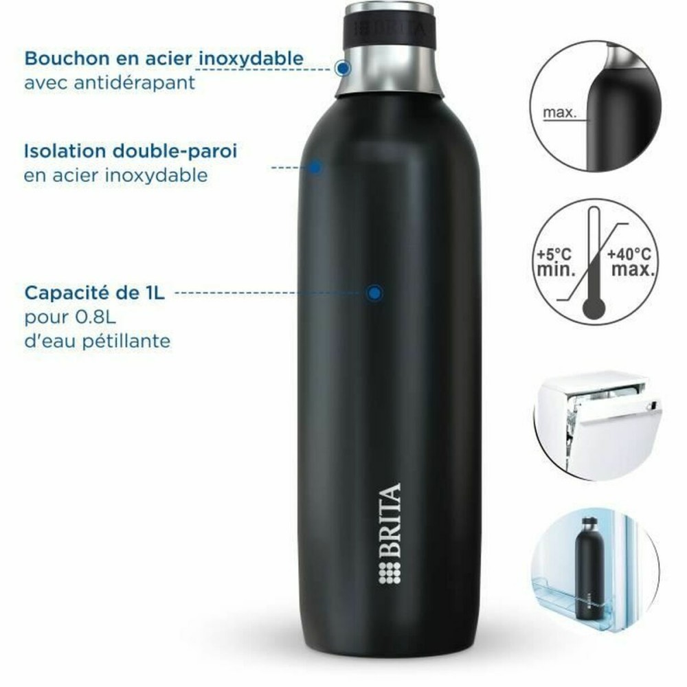 Thermosflasche Brita 1046734 Schwarz Silberfarben Edelstahl 1 L