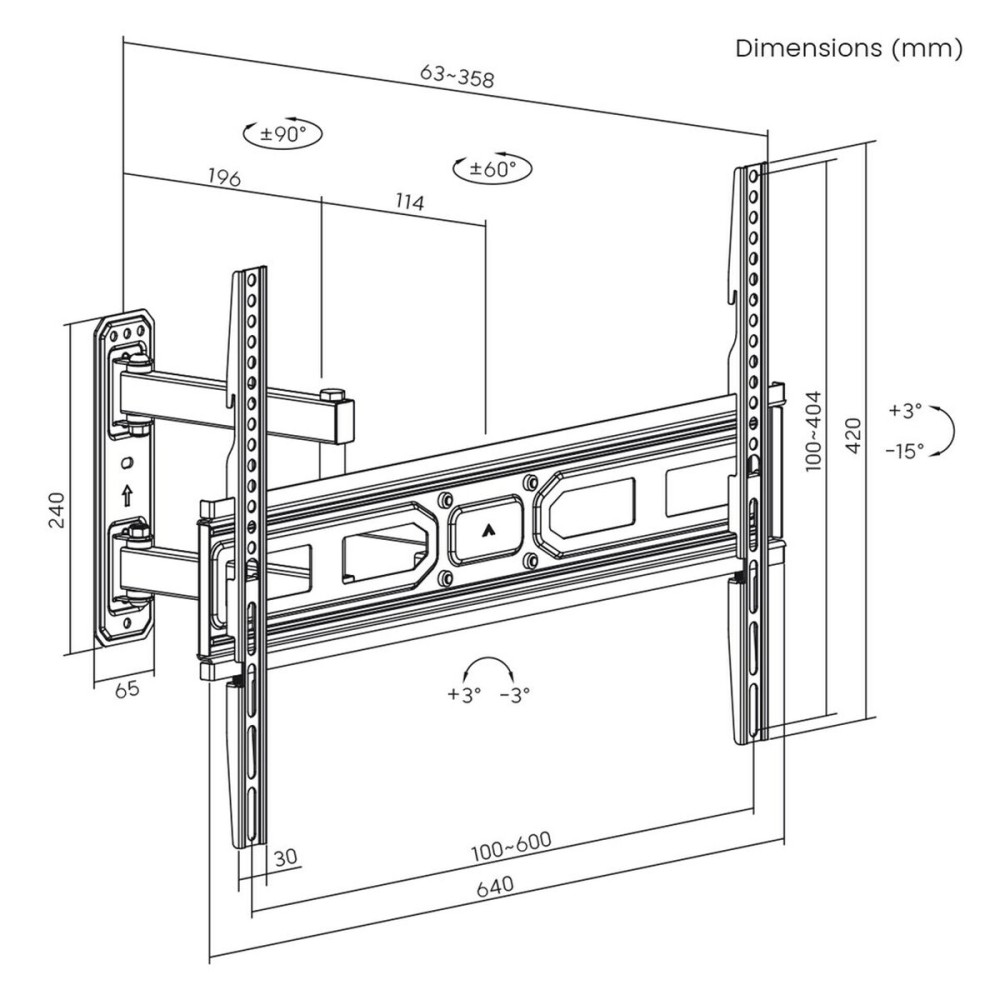 Support mural MacLean MC-798N 70" 35 kg