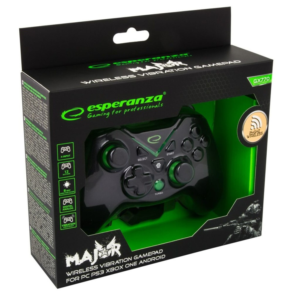 Contrôle des jeux Esperanza EGG112K Noir Vert Microsoft Xbox One PC PlayStation 3