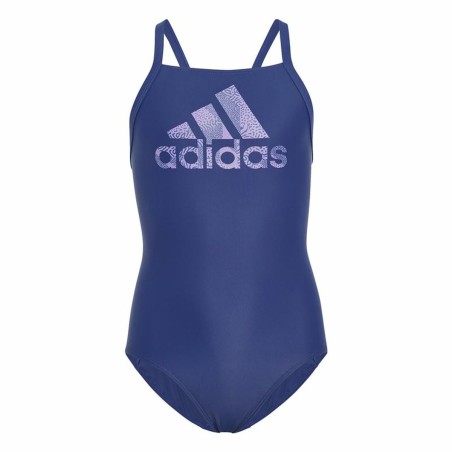 Badeanzug für Mädchen Adidas Big Logo Blau