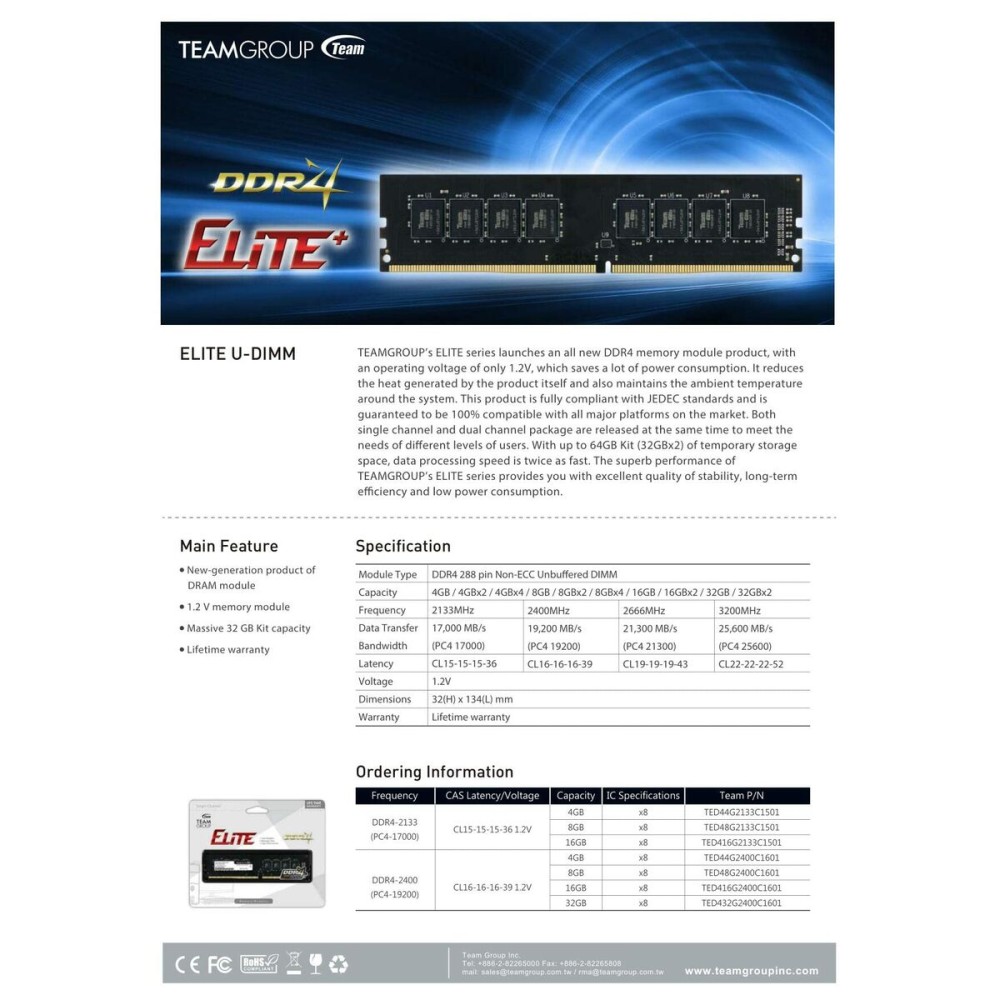 RAM Speicher Team Group TED416G3200C2201
