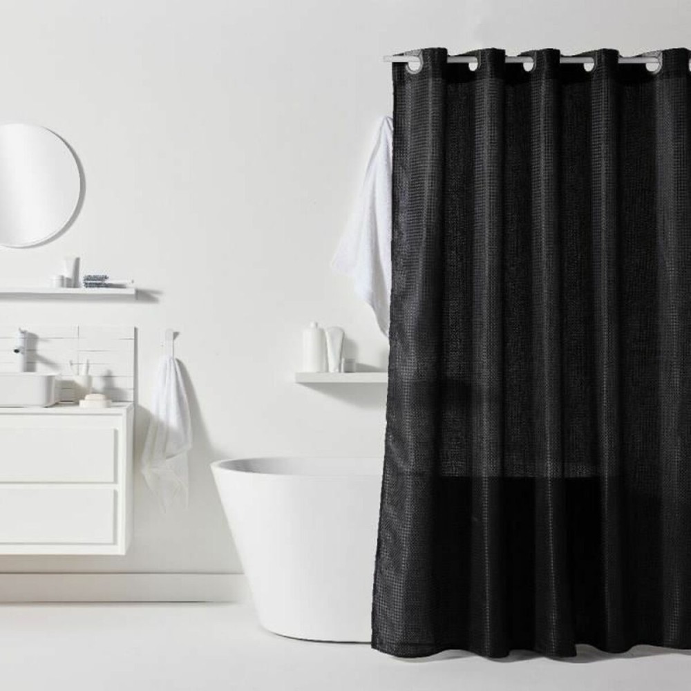 Rideau de Douche TODAY Noir Polyester 180 x 200 cm (12 Unités)