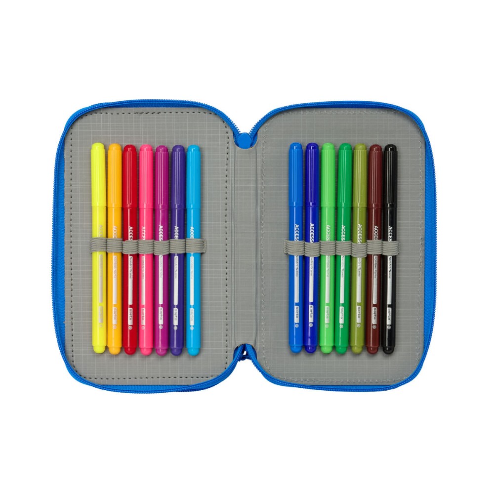 Pochette à crayons triple Batman Bleu 12,5 x 19,5 x 5,5 cm 37 Pièces