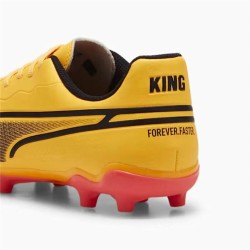 Childrens Football Boots Puma King Matc FG/AG Yellow Orange