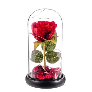 Deko-Figur Caison Rosa roja eterna leds cupula cristal 20 cm