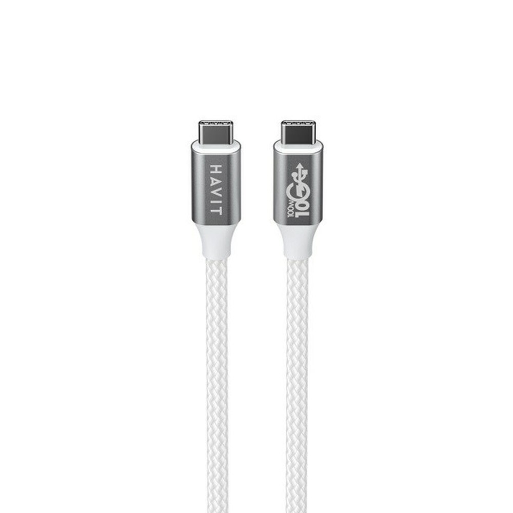 USB-C zu USB-C-Kabel Havit CB6290 Weiß Grau 1 m