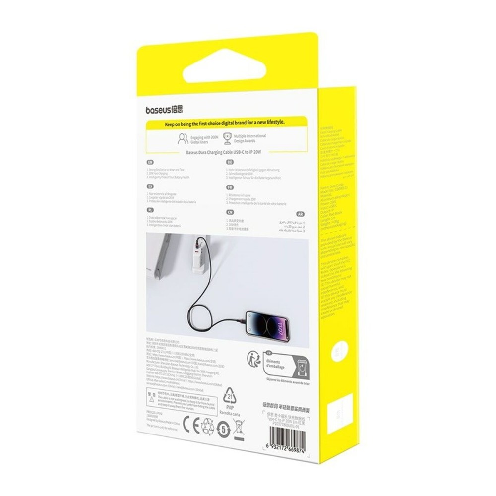 USB-C auf Lightning Verbindungskabel Baseus P10377800U01-01 Schwarz Rot 1 m