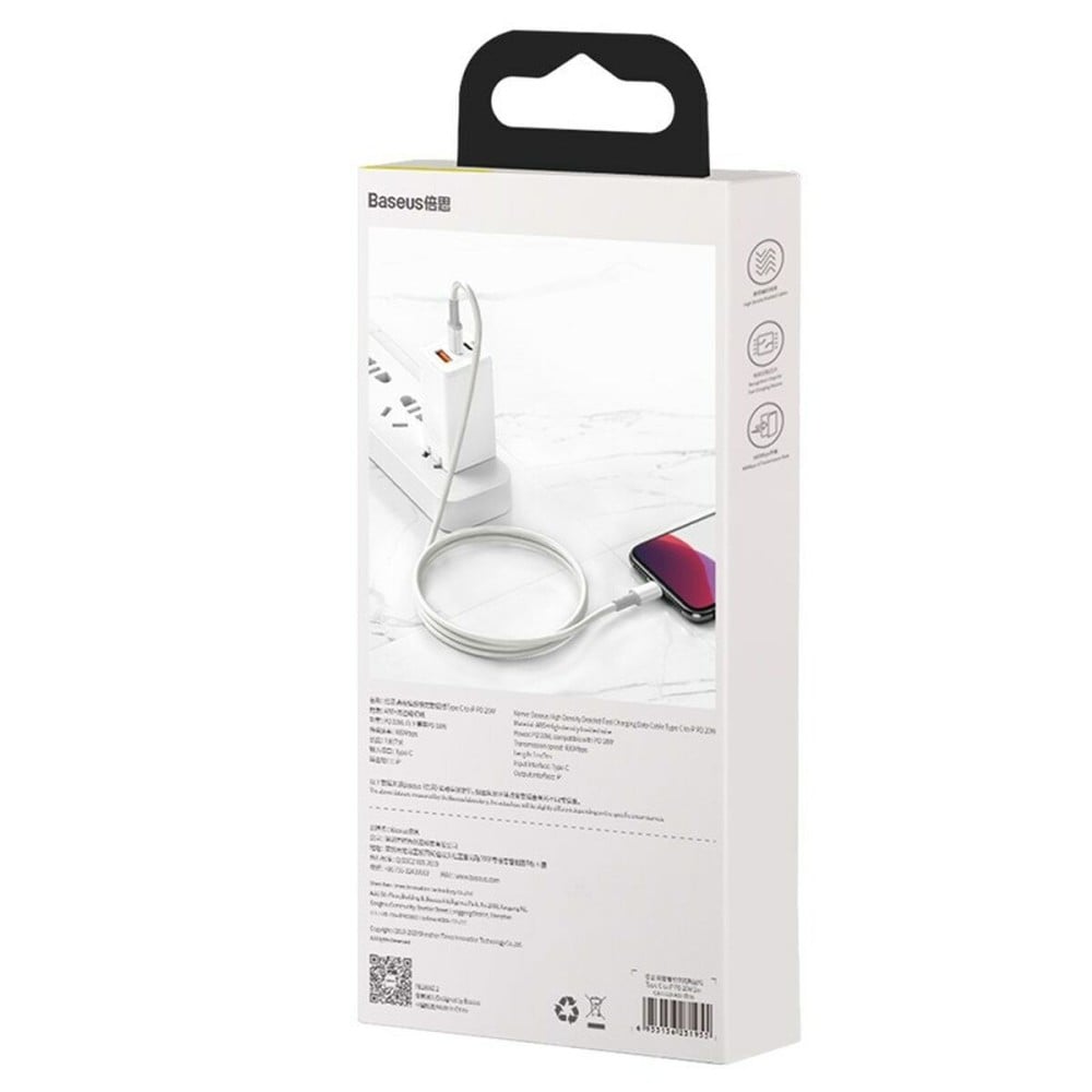 Câble USB-C vers Lightning Baseus CATLGD-02 Blanc 1 m