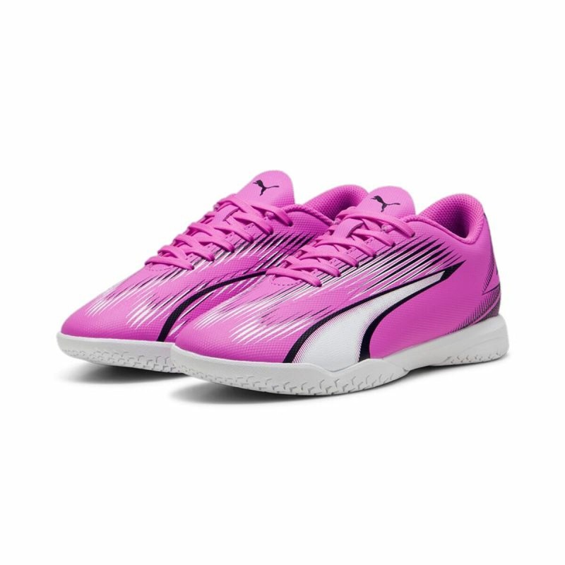 Chaussures de Futsal pour Enfants Puma Ultra Play Blanc Rose foncé Enfant Unisexe