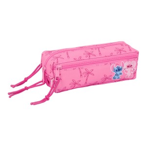 Dreifaches Mehrzweck-Etui Lilo & Stitch Chill Rosa Minze 22 x 8,5 x 6 cm