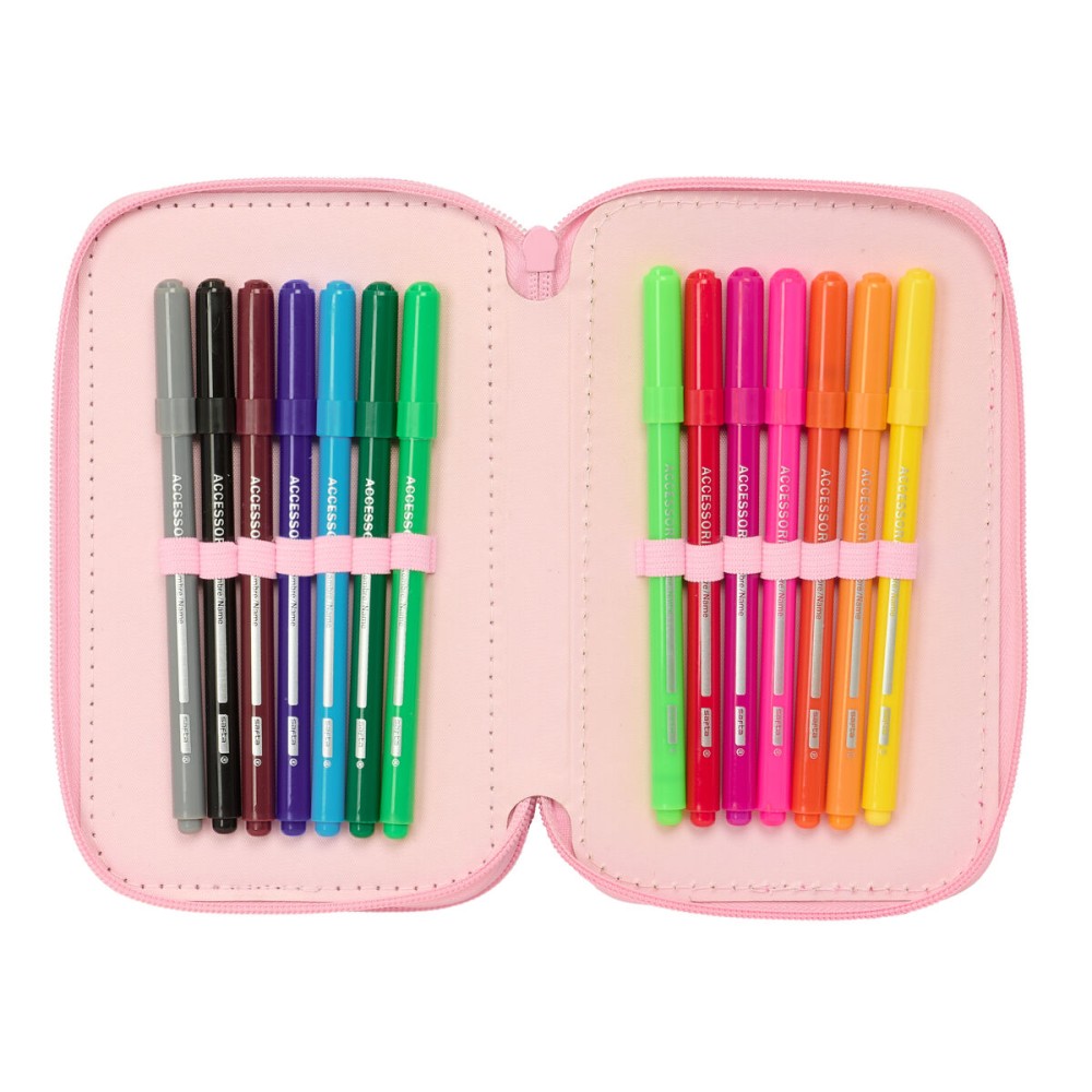 Triple Pencil Case Lilo & Stitch Ice cream Pink 12,5 x 19,5 x 5,5 cm 37 Pieces