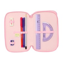 Dreifaches Federmäppchen Lilo & Stitch Ice cream Rosa 12,5 x 19,5 x 5,5 cm 37 Stücke