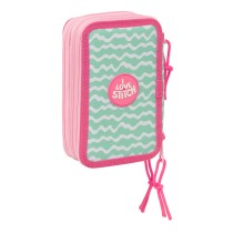 Dreifaches Federmäppchen Lilo & Stitch Ice cream Rosa 12,5 x 19,5 x 5,5 cm 37 Stücke