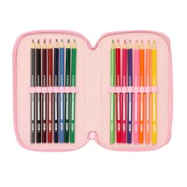 Dreifaches Federmäppchen Lilo & Stitch Ice cream Rosa 12,5 x 19,5 x 5,5 cm 37 Stücke