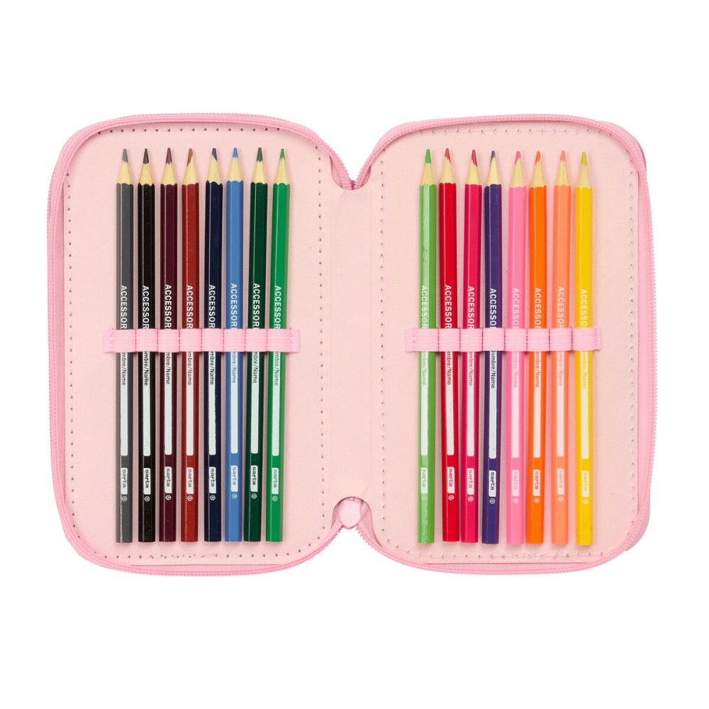 Triple Pencil Case Lilo & Stitch Ice cream Pink 12,5 x 19,5 x 5,5 cm 37 Pieces