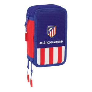 Pochette à crayons triple Atlético Madrid Bleu Blanc Rouge 12,5 x 19,5 x 5,5 cm 37 Pièces