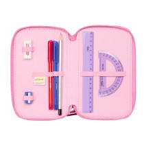 Triple Pencil Case Lilo & Stitch Chill Pink Mint 12,5 x 19,5 x 5,5 cm 37 Pieces