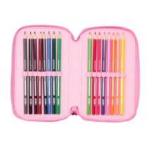 Dreifaches Federmäppchen Lilo & Stitch Chill Rosa Minze 12,5 x 19,5 x 5,5 cm 37 Stücke