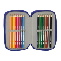 Pochette à crayons triple Atlético Madrid Bleu Blanc Rouge 12,5 x 19,5 x 5,5 cm 37 Pièces
