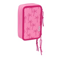 Dreifaches Federmäppchen Lilo & Stitch Chill Rosa Minze 12,5 x 19,5 x 5,5 cm 37 Stücke