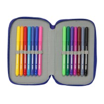 Pochette à crayons triple Atlético Madrid Bleu Blanc Rouge 12,5 x 19,5 x 5,5 cm 37 Pièces