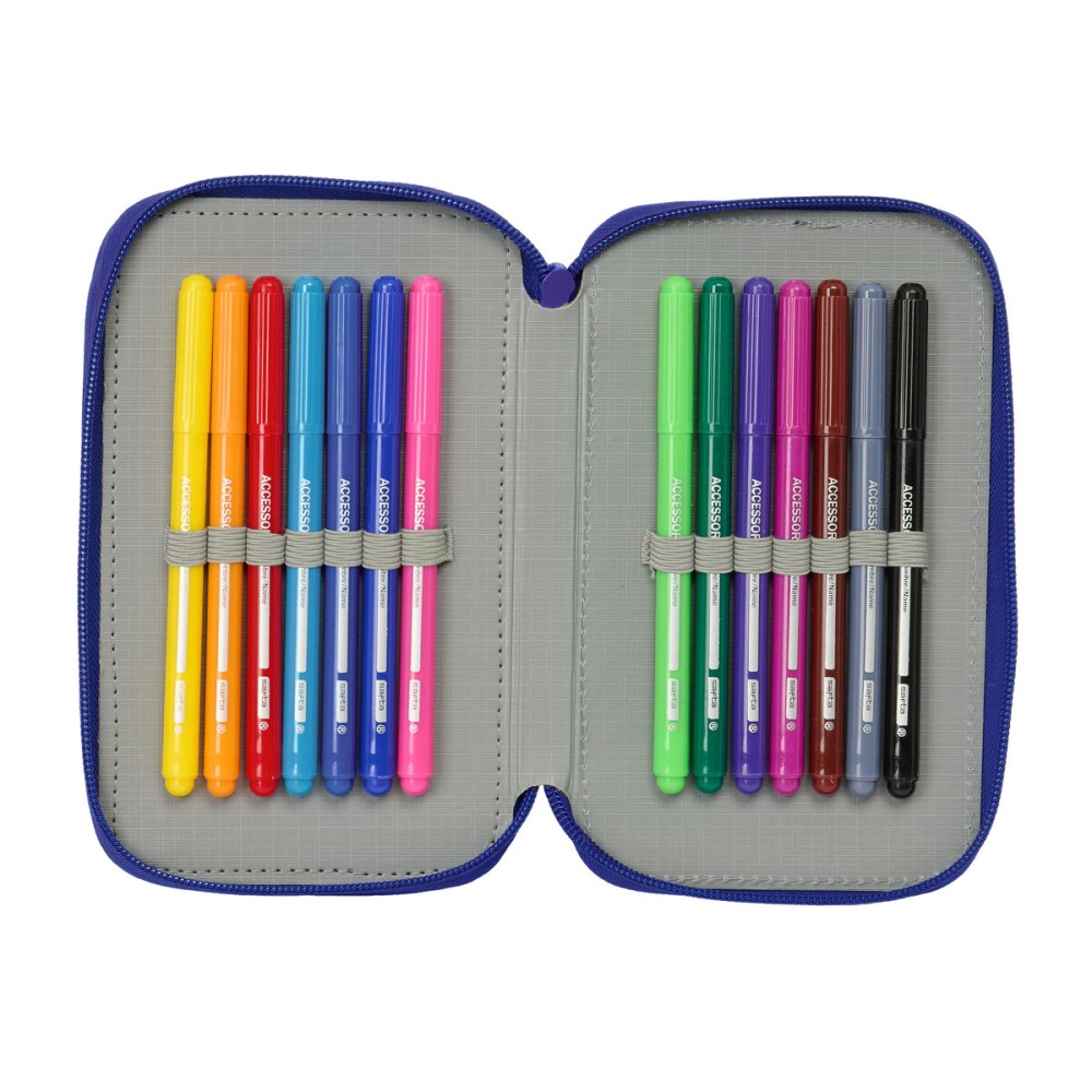 Pochette à crayons triple Atlético Madrid Bleu Blanc Rouge 12,5 x 19,5 x 5,5 cm 37 Pièces