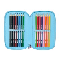 Dreifaches Federmäppchen Lilo & Stitch Happy Himmelsblau 12,5 x 19,5 x 5,5 cm 37 Stücke