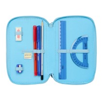Dreifaches Federmäppchen Lilo & Stitch Happy Himmelsblau 12,5 x 19,5 x 5,5 cm 37 Stücke