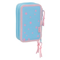 Dreifaches Federmäppchen Lilo & Stitch Happy Himmelsblau 12,5 x 19,5 x 5,5 cm 37 Stücke