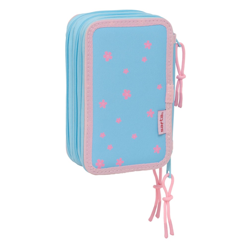 Dreifaches Federmäppchen Lilo & Stitch Happy Himmelsblau 12,5 x 19,5 x 5,5 cm 37 Stücke