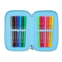 Dreifaches Federmäppchen Lilo & Stitch Happy Himmelsblau 12,5 x 19,5 x 5,5 cm 37 Stücke
