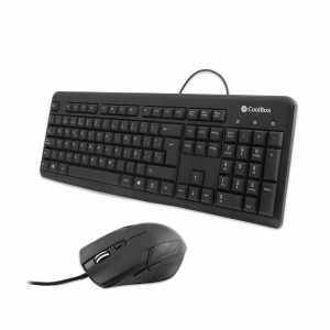 clavier et souris CoolBox COO-KTR-01U Noir Espagnol Qwerty
