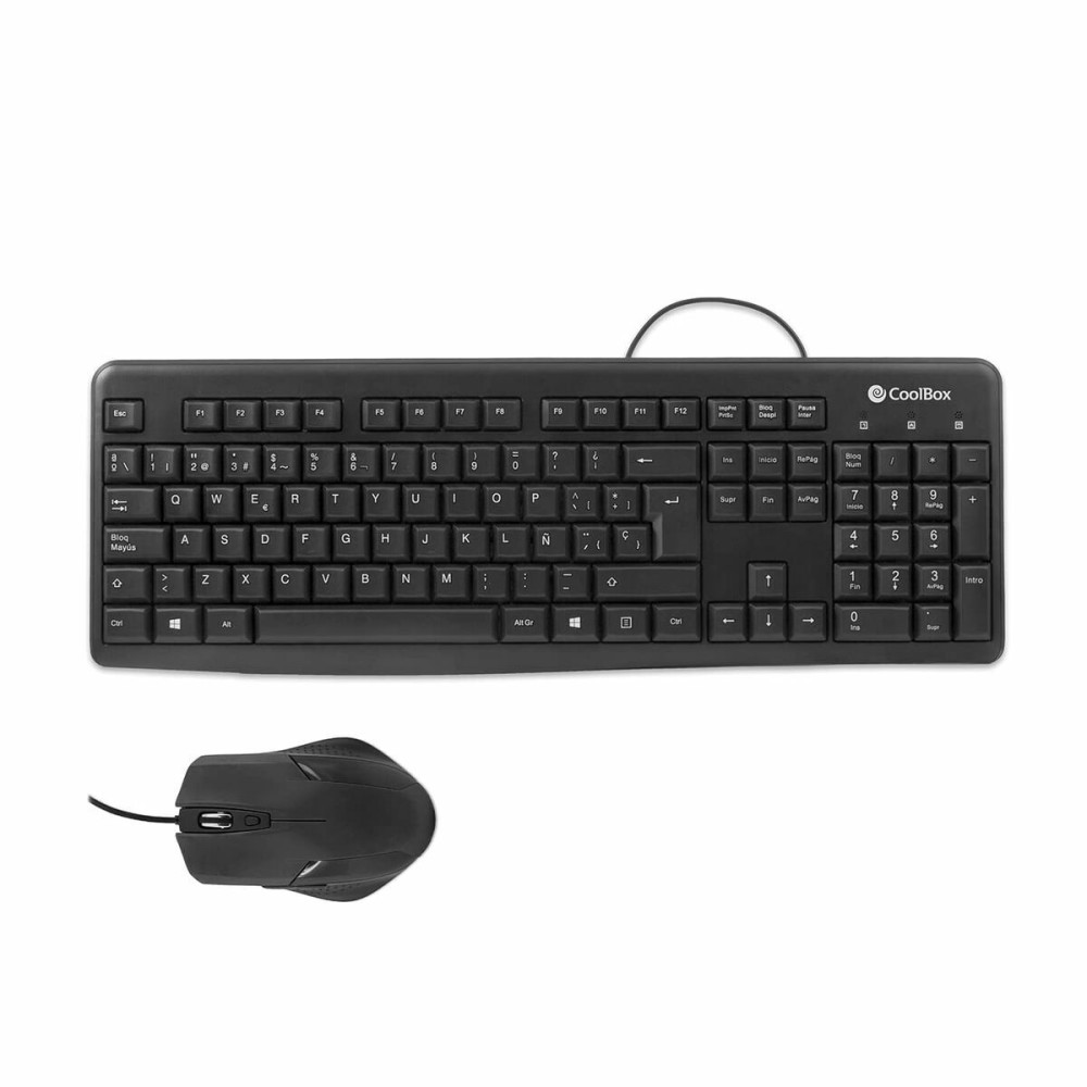 clavier et souris CoolBox COO-KTR-01U Noir Espagnol Qwerty