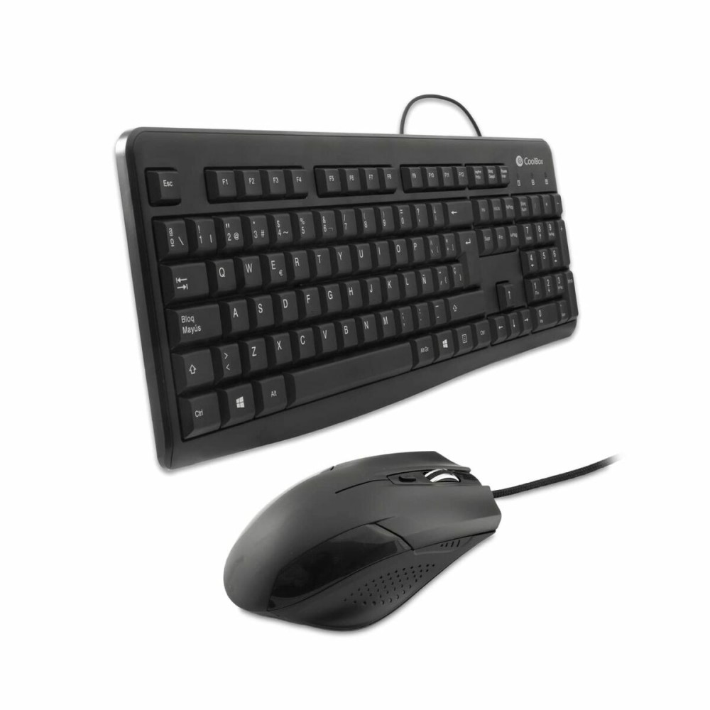 clavier et souris CoolBox COO-KTR-01U Noir Espagnol Qwerty
