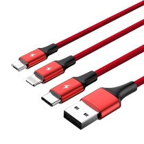 USB-Kabel auf Micro-USB, USB-C und Lightning Unitek C4049RD Rot 1,2 m