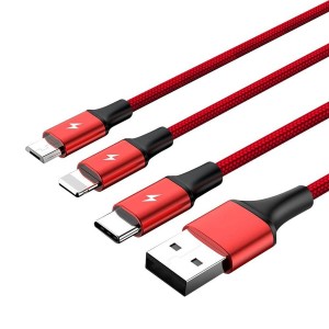 USB-Kabel auf Micro-USB, USB-C und Lightning Unitek C4049RD Rot 1,2 m
