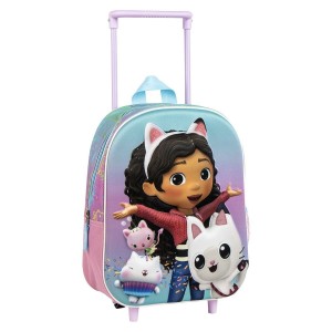Schulrucksack 3D mit Rädern Gabby's Dollhouse Rosa