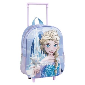 Schulrucksack 3D mit Rädern Frozen Lila