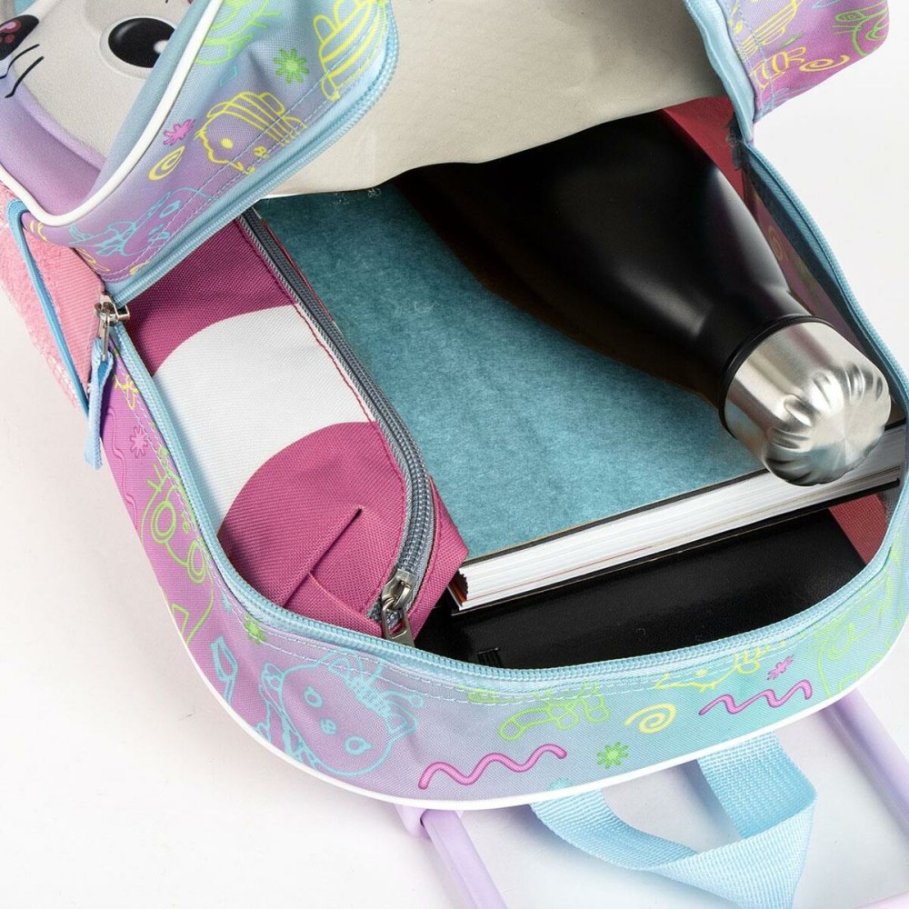 Schulrucksack 3D mit Rädern Gabby's Dollhouse Rosa